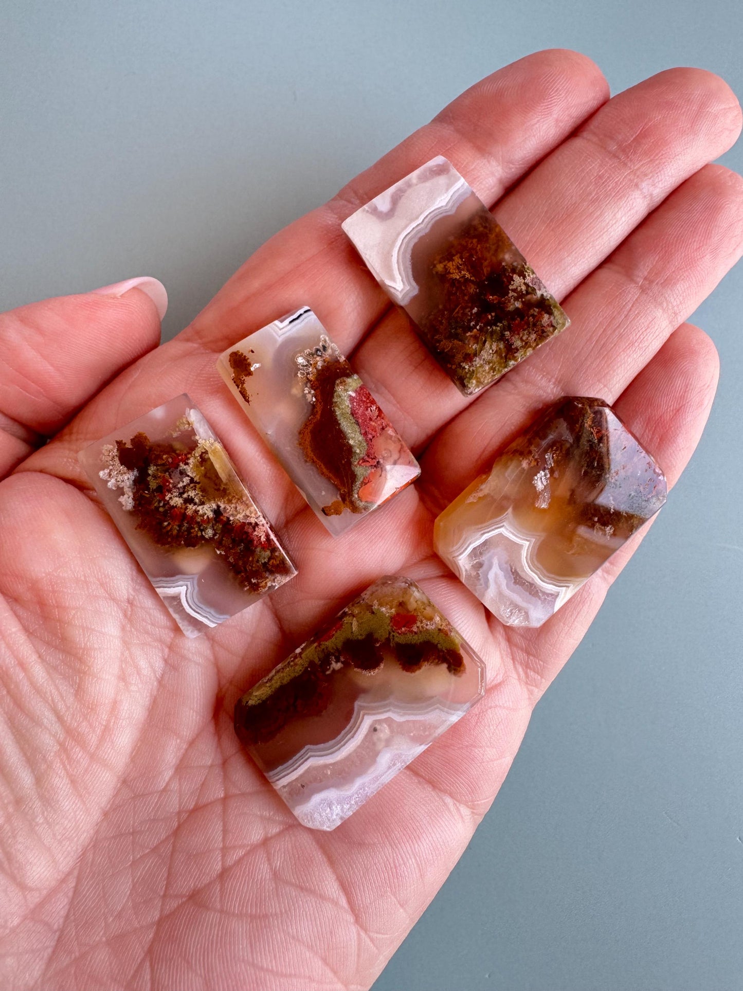 Scenic Moss Agate Rectangle Cabochons - YOU CHOOSE - Material from Indonesia
