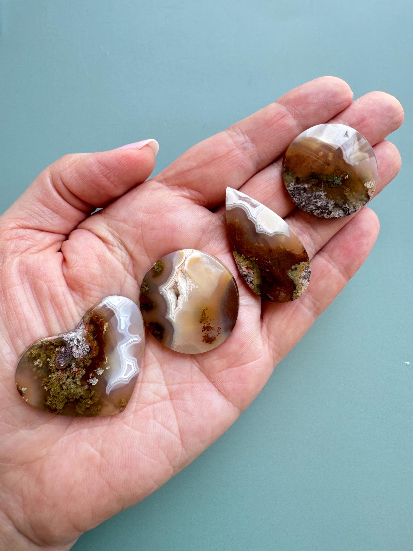 Scenic Moss Agate Cabochons (Various Shapes) - YOU CHOOSE - Material from Indonesia