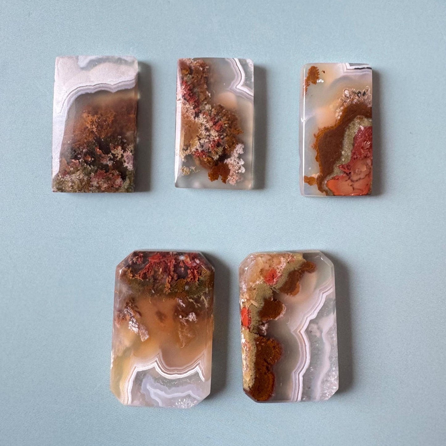 Scenic Moss Agate Rectangle Cabochons - YOU CHOOSE - Material from Indonesia