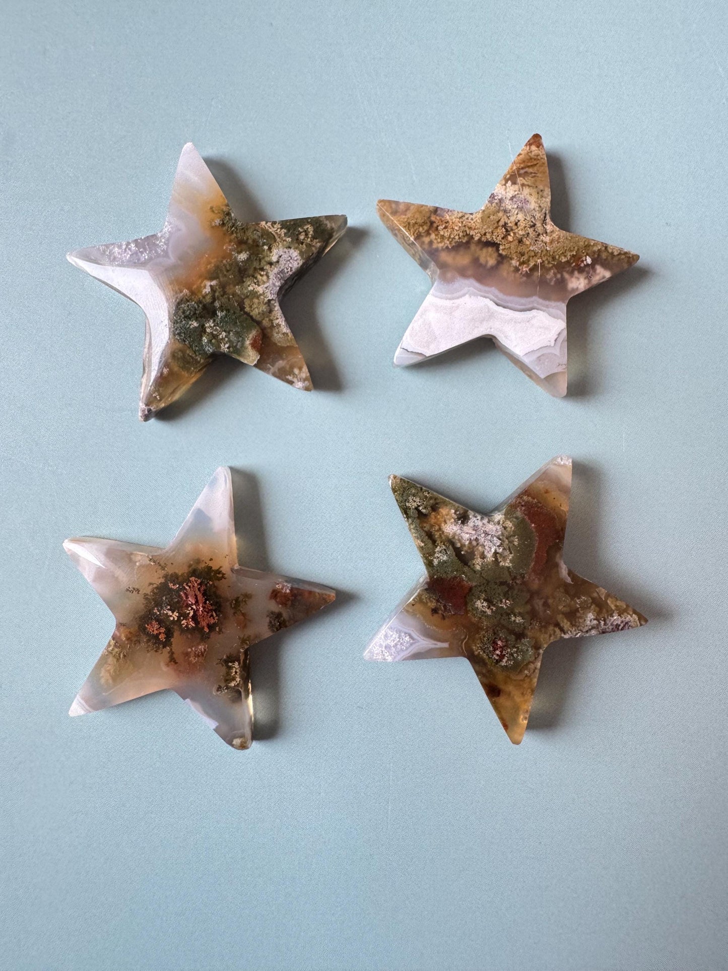 Scenic Moss Agate Star Cabochons - YOU CHOOSE - Material from Indonesia - T through X