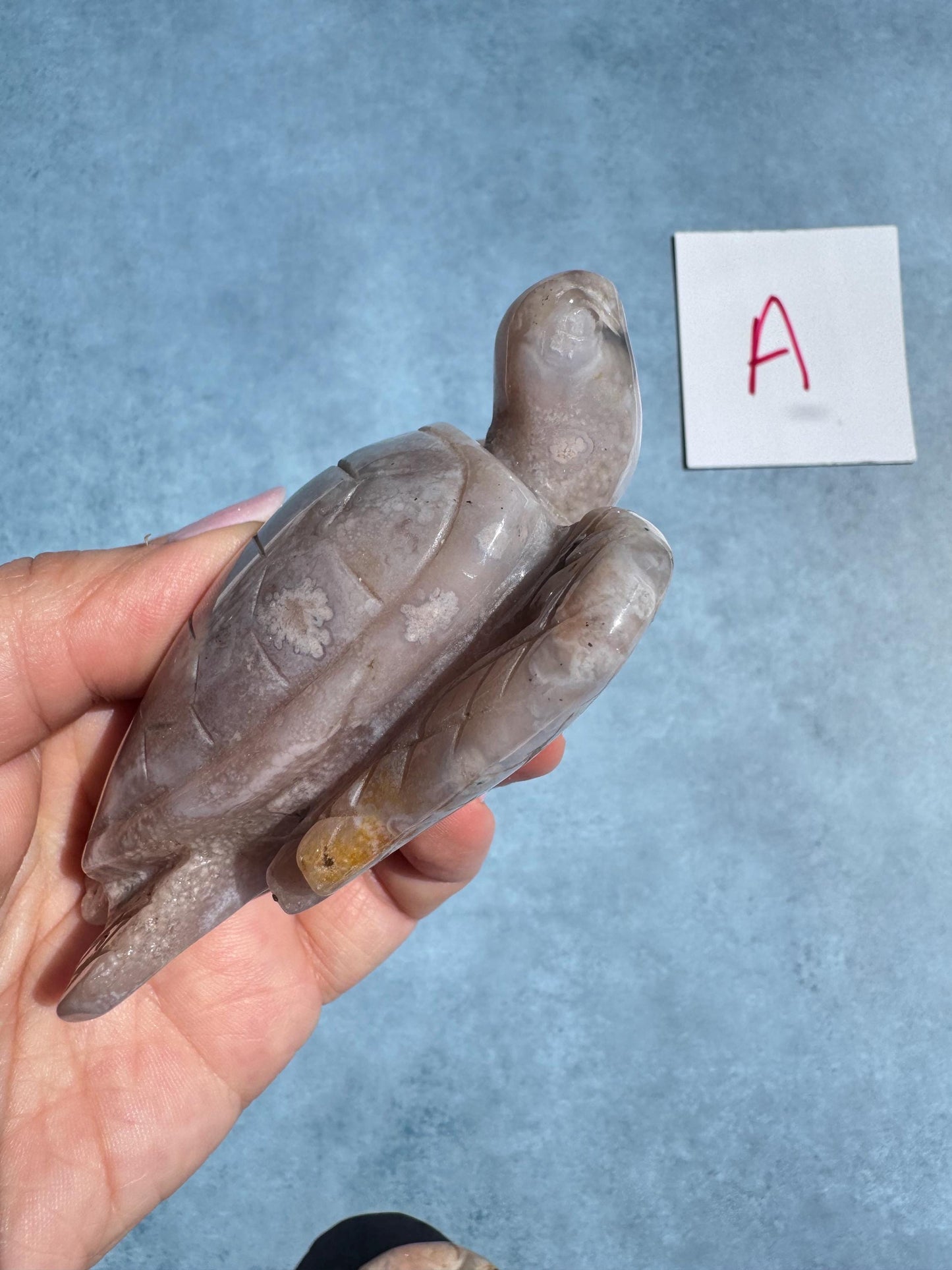 Flower Agate Sea Turtle Carvings - YOU CHOOSE