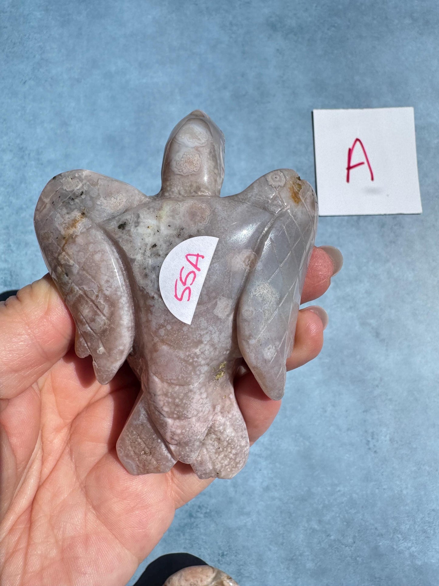 Flower Agate Sea Turtle Carvings - YOU CHOOSE