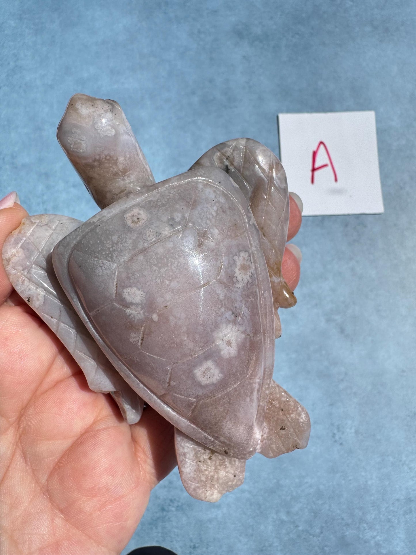 Flower Agate Sea Turtle Carvings - YOU CHOOSE