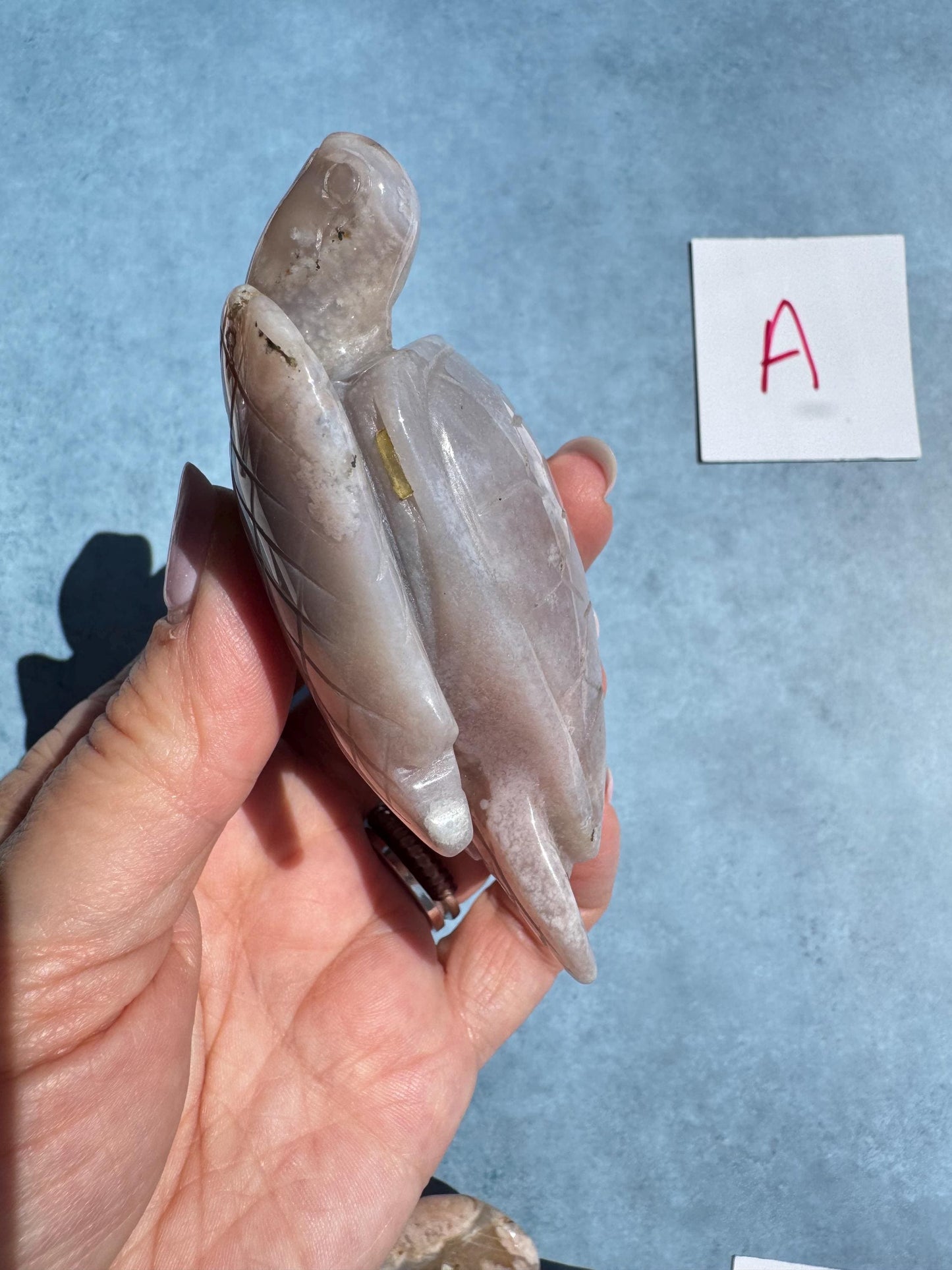 Flower Agate Sea Turtle Carvings - YOU CHOOSE