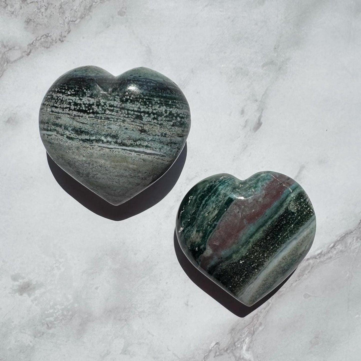 Sea Jasper Heart Carvings - YOU CHOOSE - From Madagascar