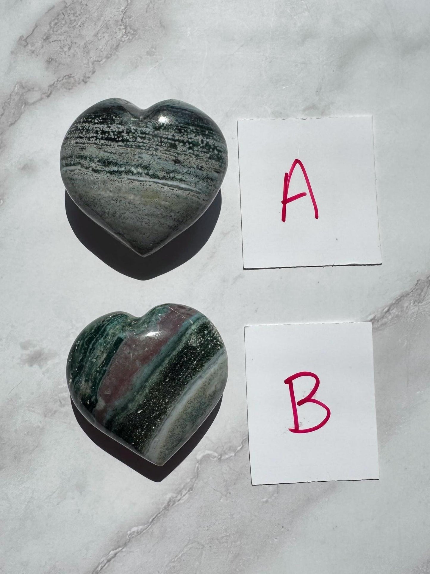 Sea Jasper Heart Carvings - YOU CHOOSE - From Madagascar