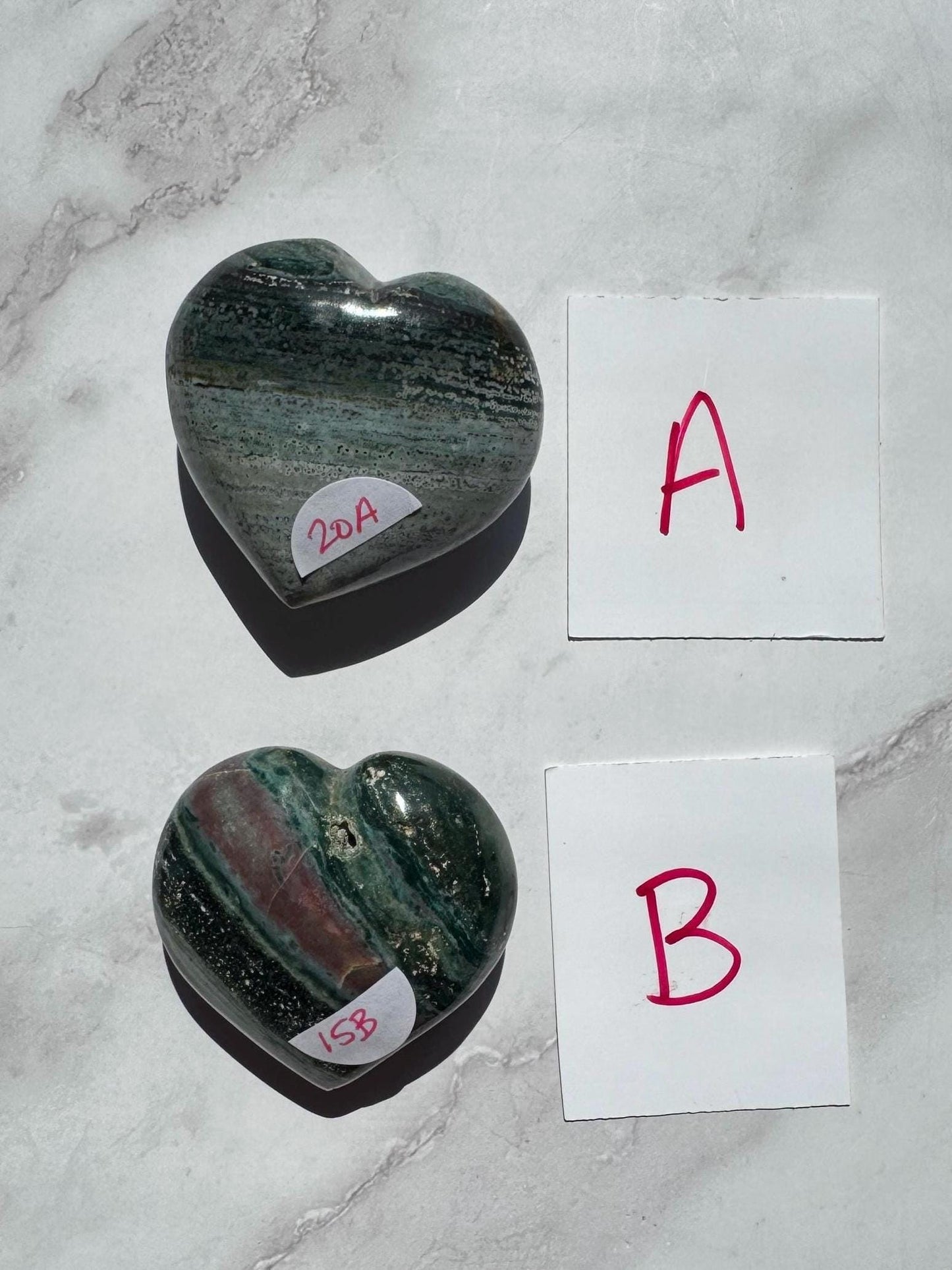 Sea Jasper Heart Carvings - YOU CHOOSE - From Madagascar