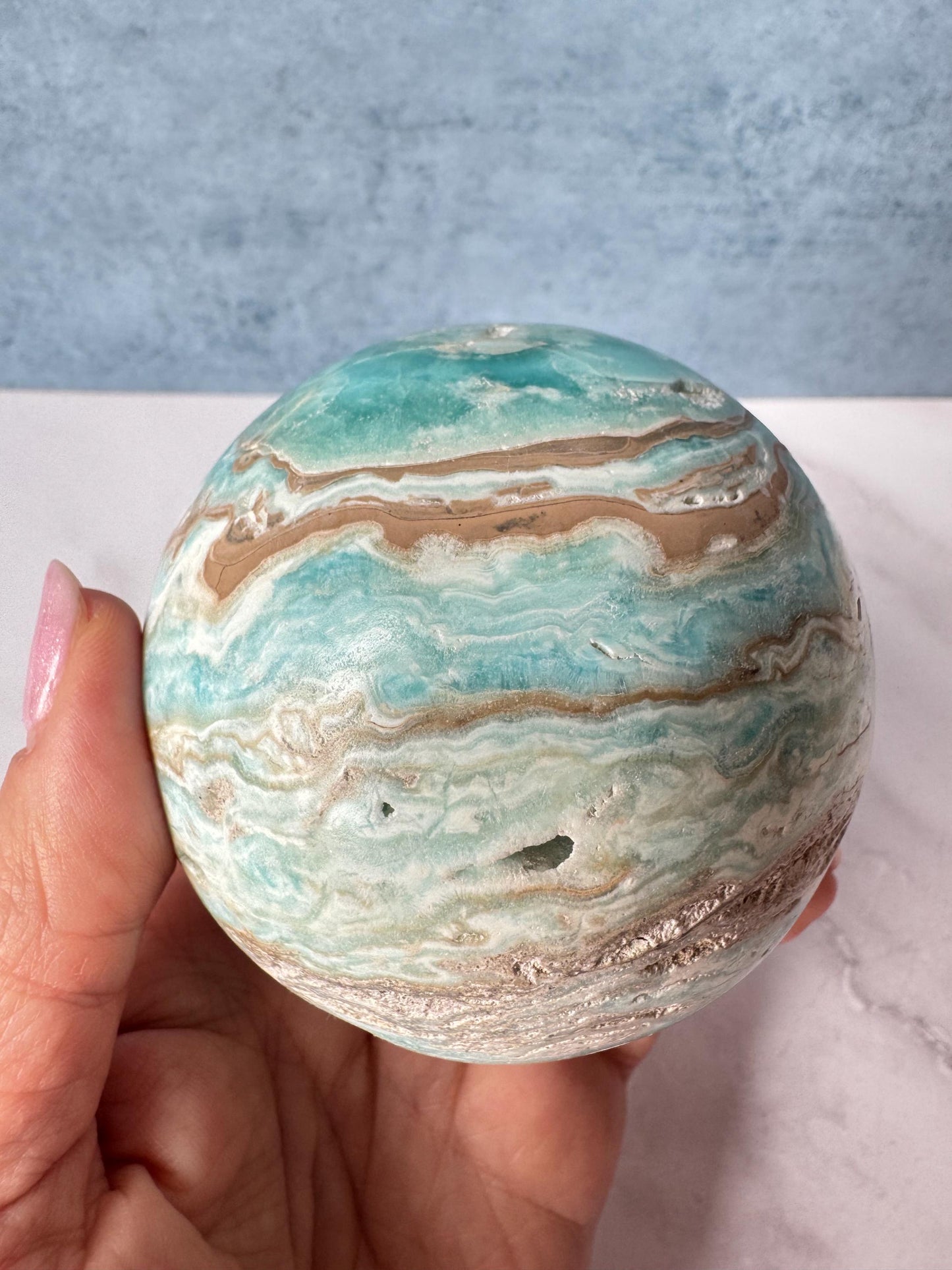 Caribbean Calcite Sphere (2.9") - Crystals for Home Decor