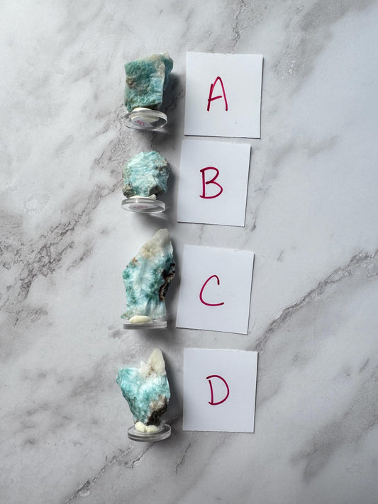 Larimar Raw Specimens - A through D