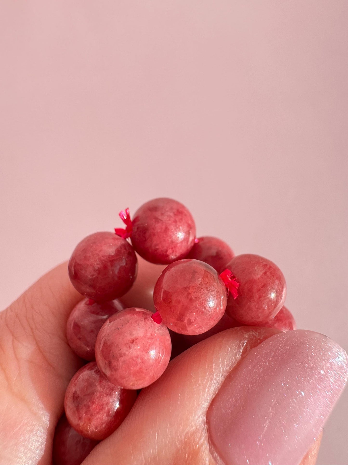 Rhodonite Beaded Bracelet; 8mm Stretchy Cord; 6.25" Diameter