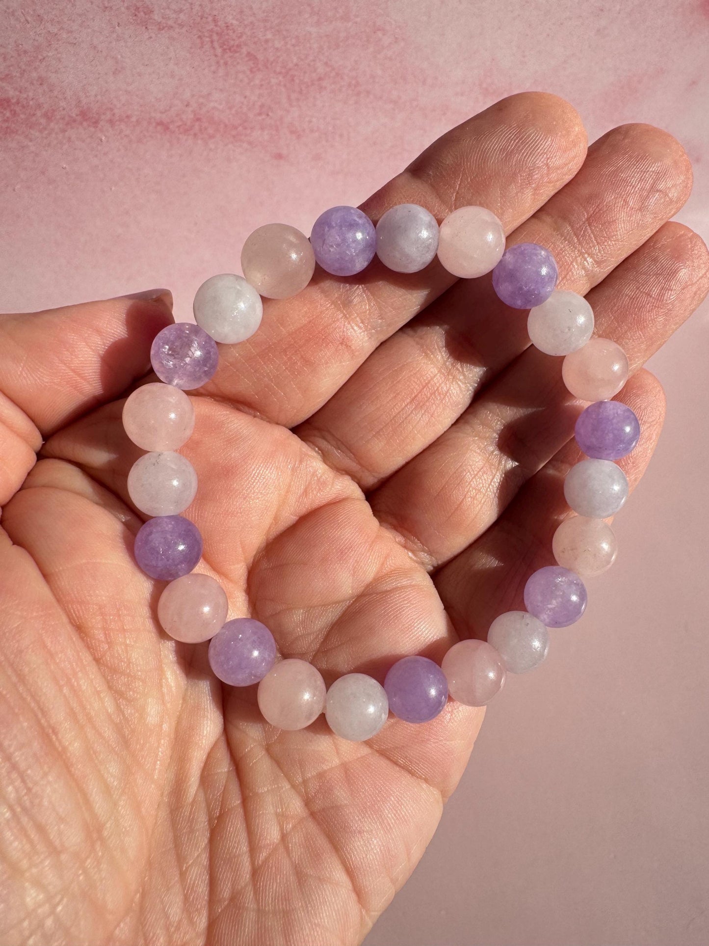 Mixed Rose Quartz Bracelet; 8mm Stretchy Bracelet; Crystal Bracelet for Manifesting