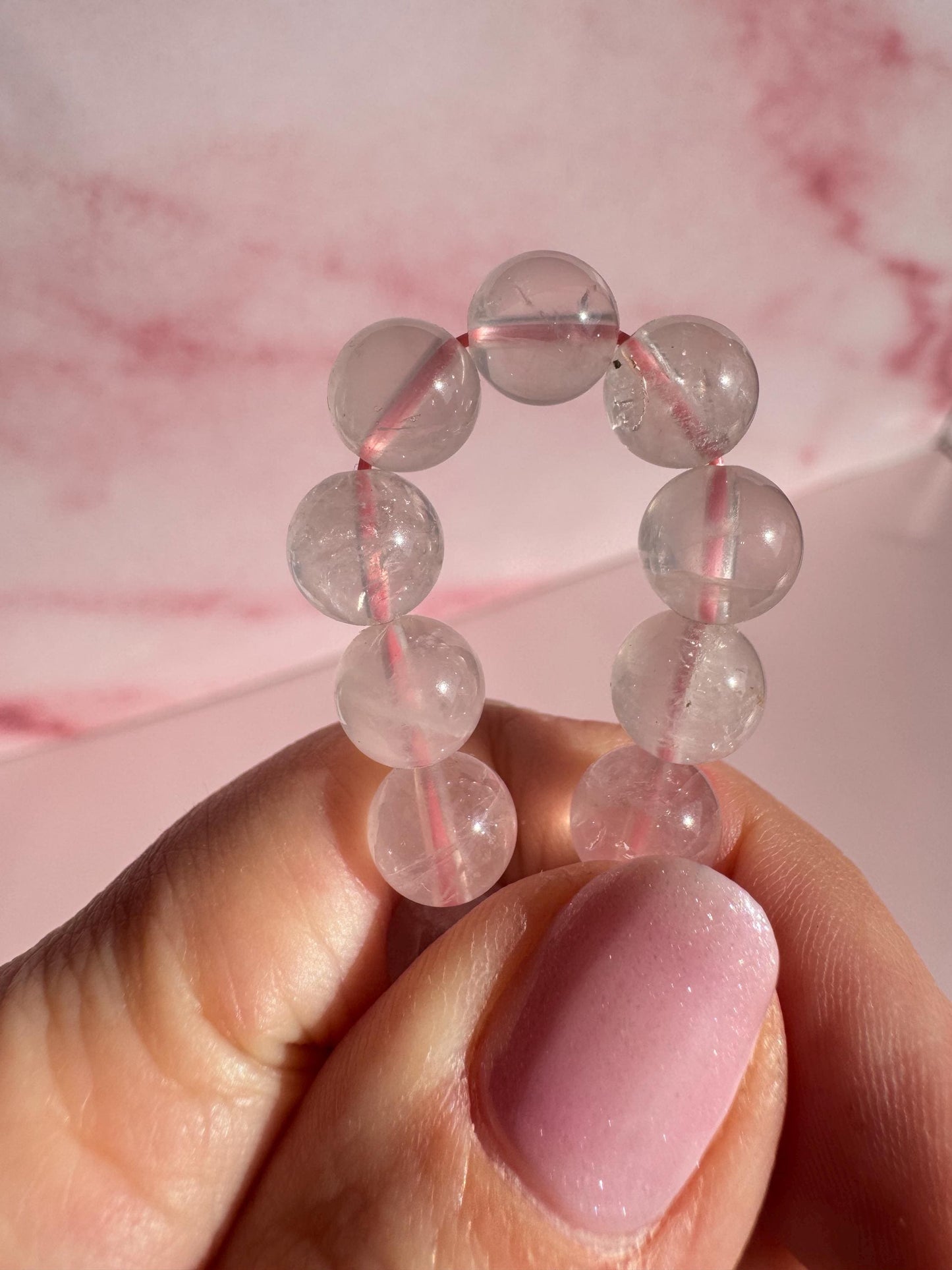 Icy Light Pink Rose Quartz Bracelet; 8mm