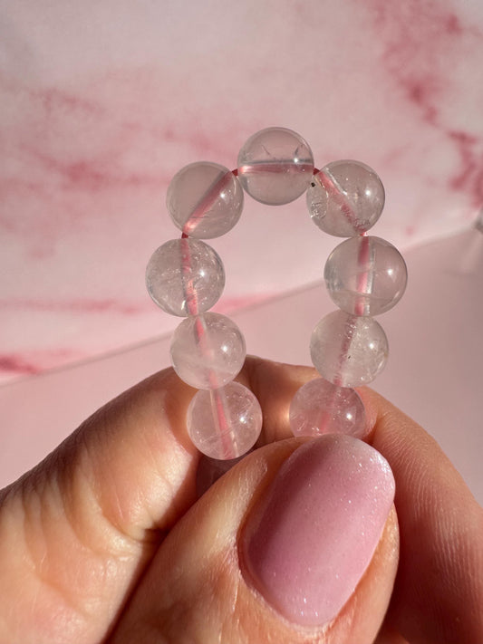 Icy Light Pink Rose Quartz Bracelet; 8mm