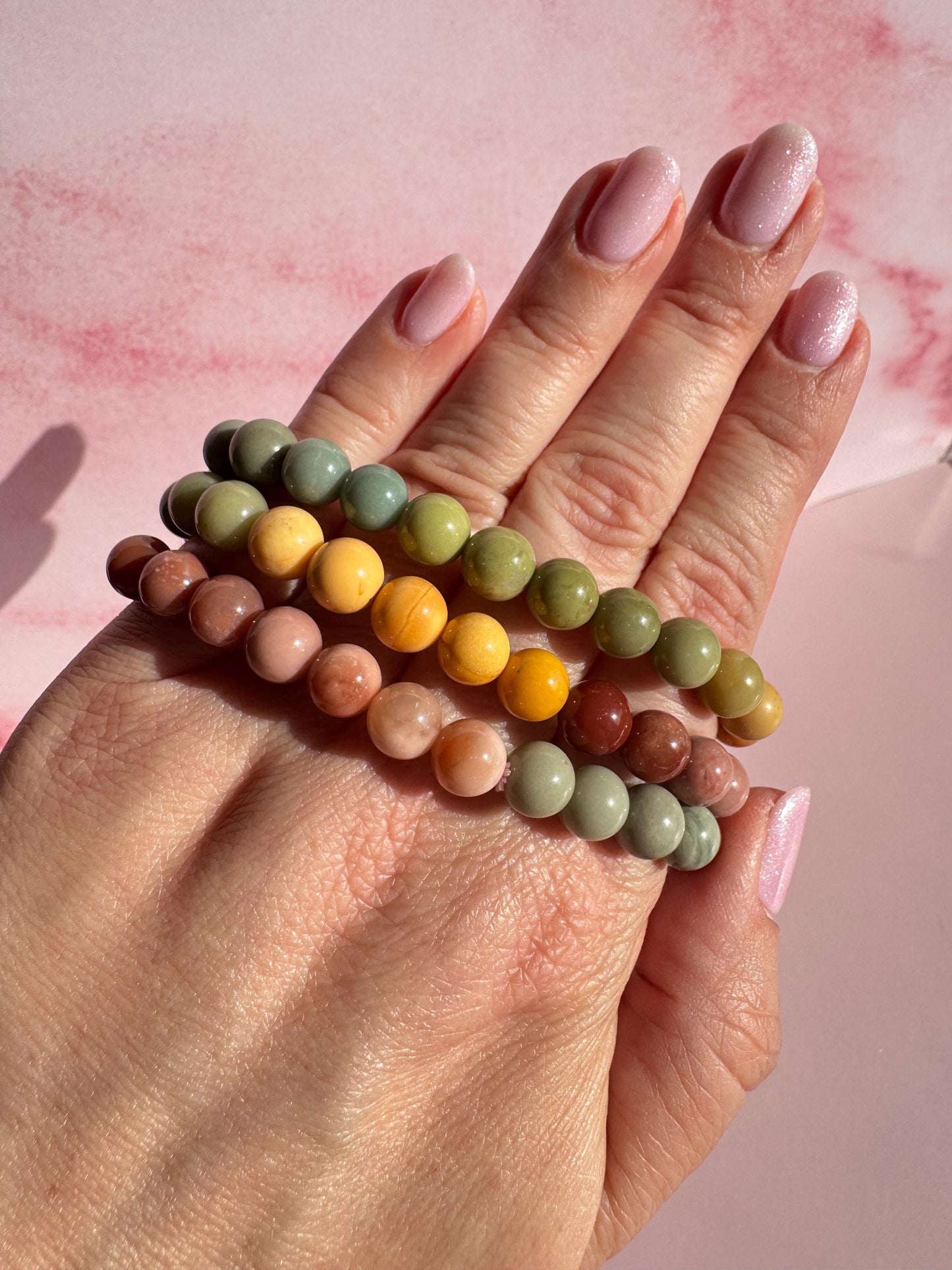 Alashan Jade Beaded Bracelet; 8mm Stretchy Cord; 6.25" Diameter