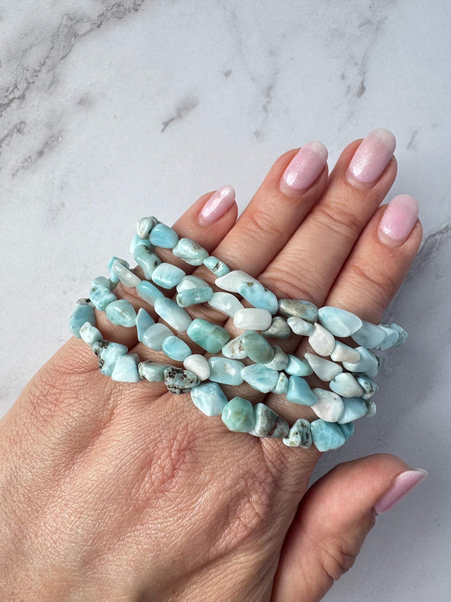 Larimar Chip Bracelets - 6.25" length