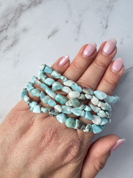 Larimar Chip Bracelets - 6.25" length