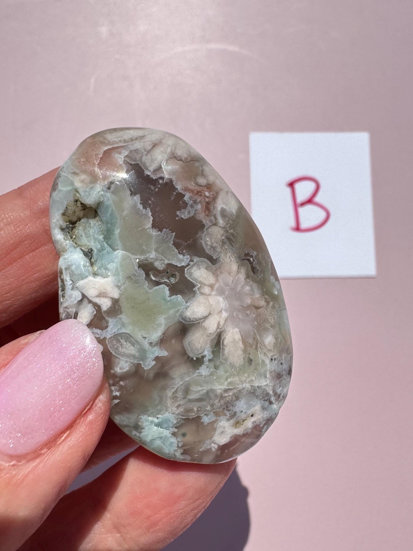 Green Flower Agate Palm Stones - YOU CHOOSE