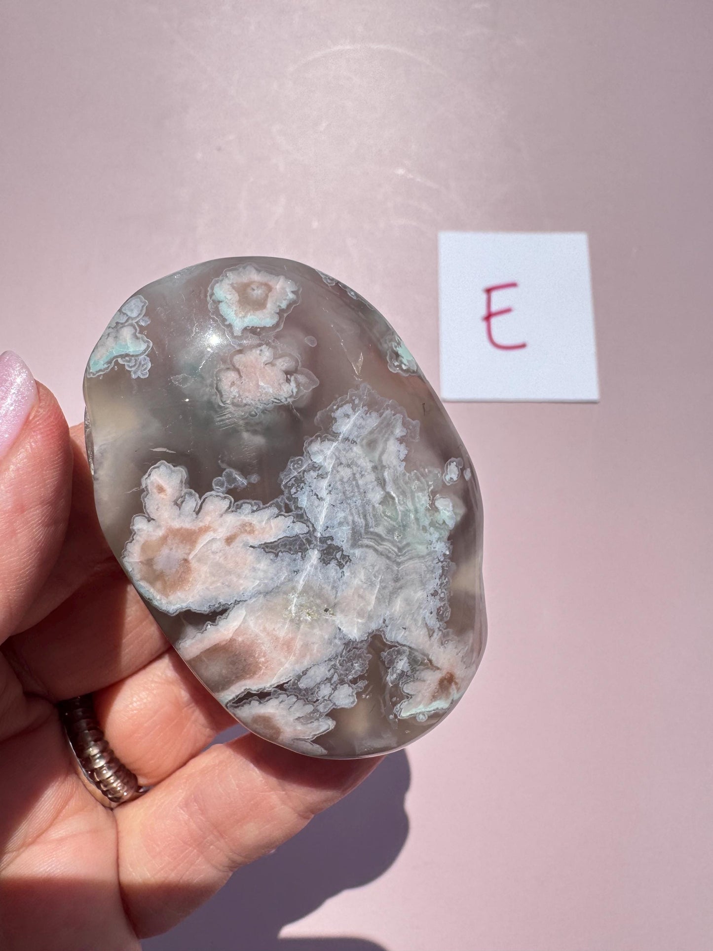 Green Flower Agate Palm Stones - YOU CHOOSE