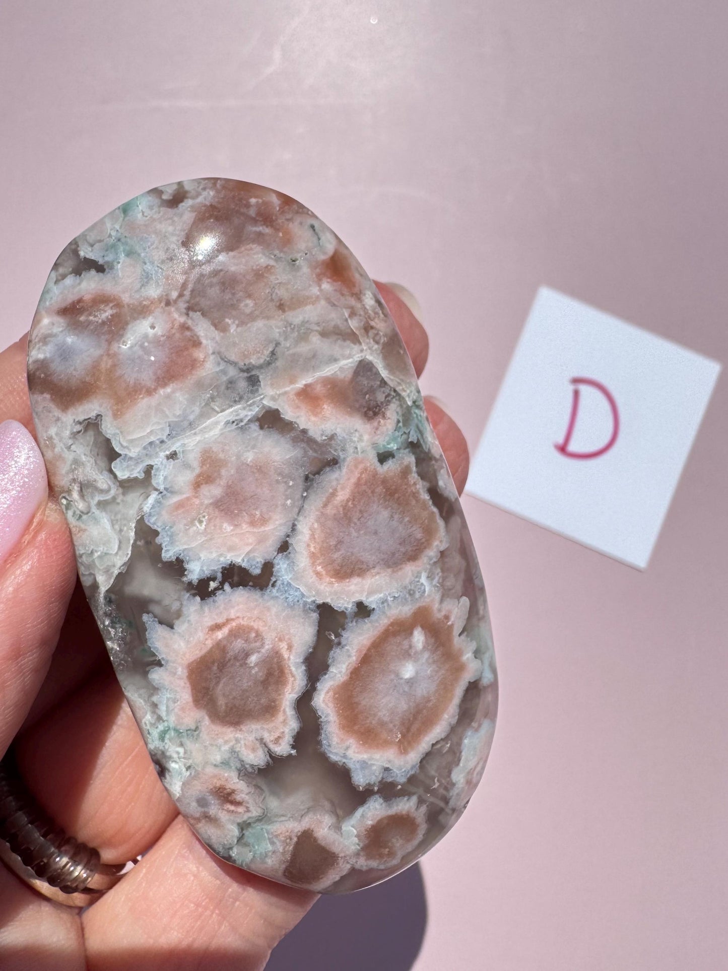 Green Flower Agate Palm Stones - YOU CHOOSE