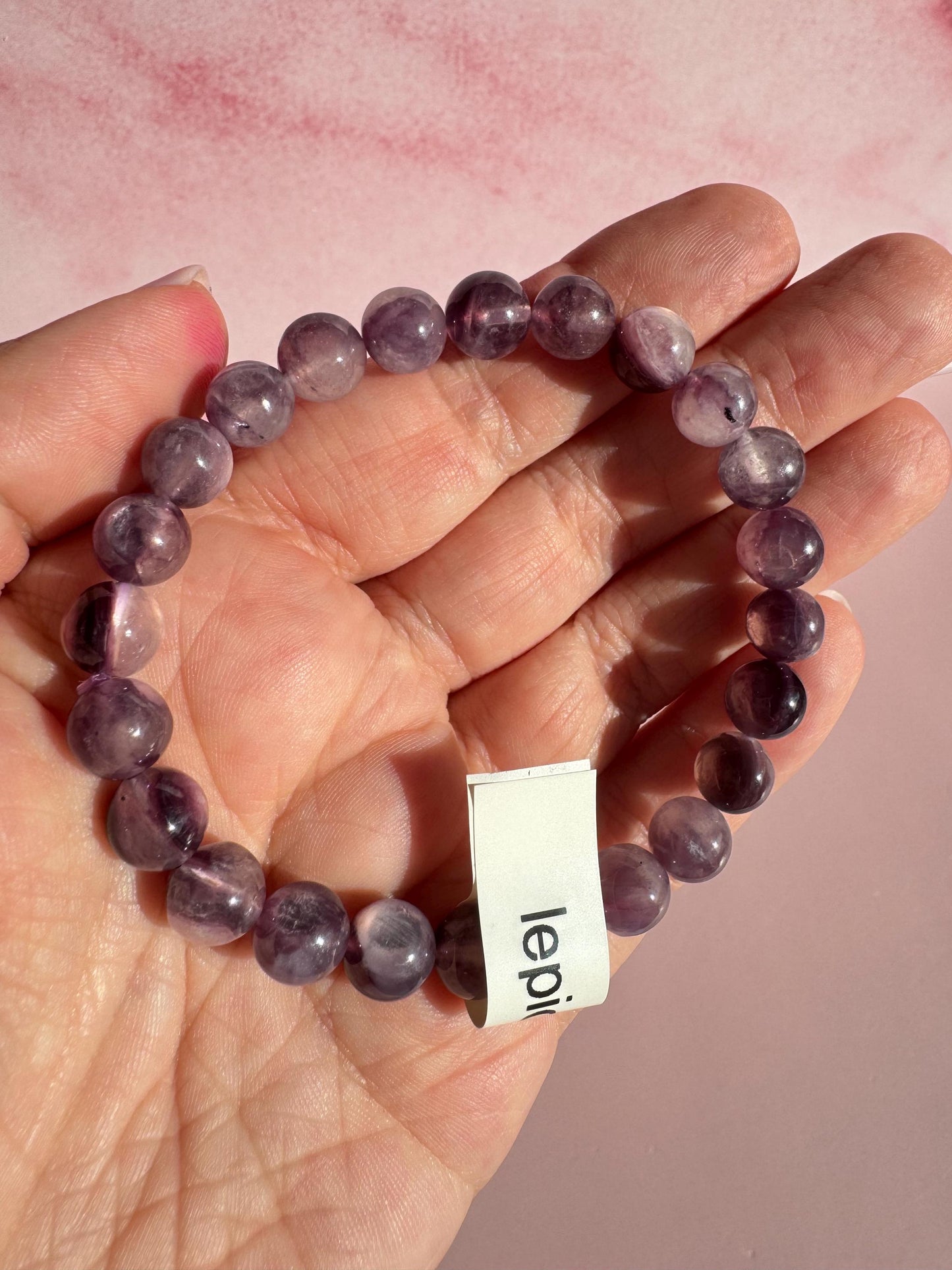 Lepidolite Bracelet - 8mm Beads; 6.75" Diameter