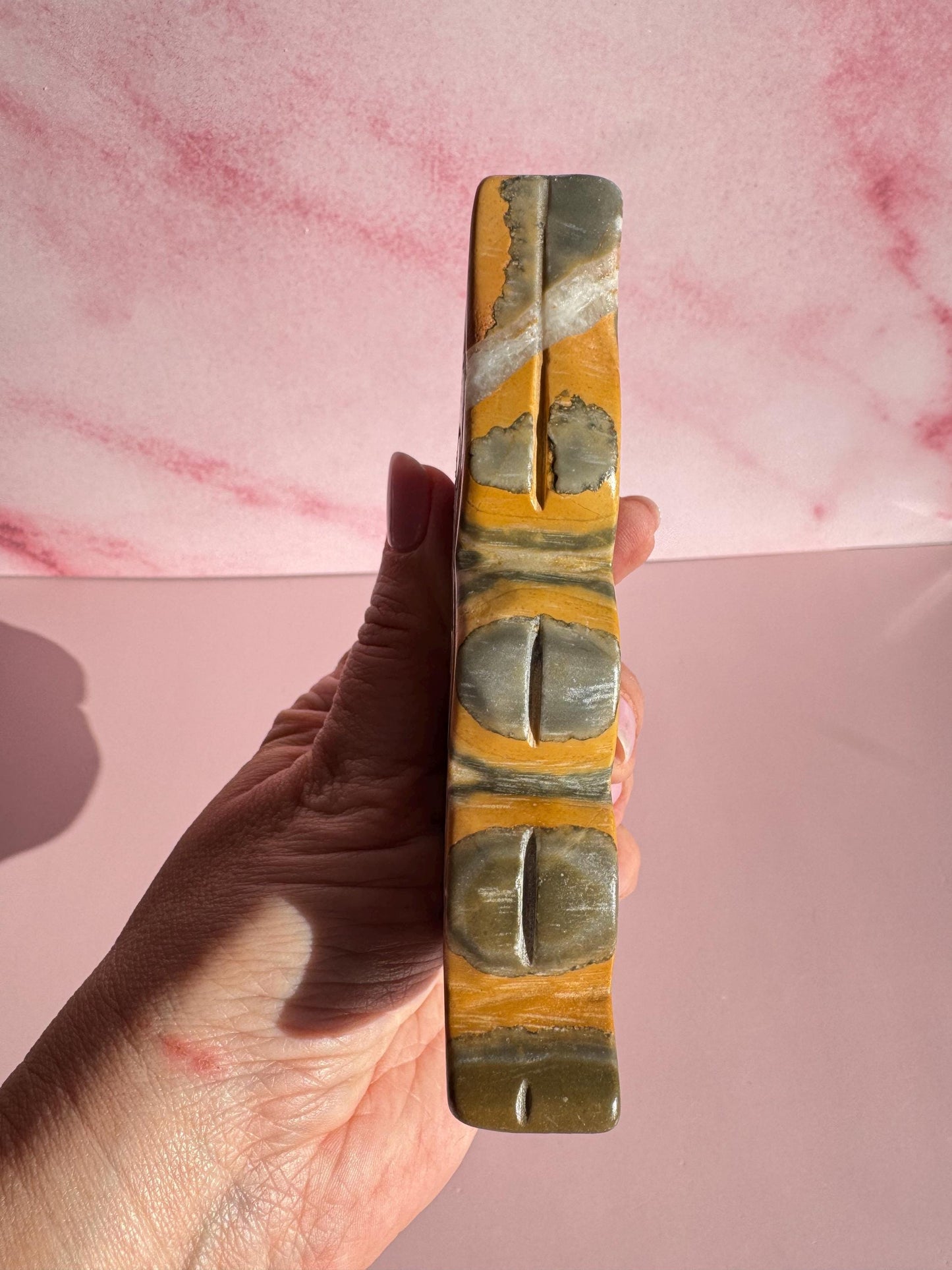 Yellow and Black Bumblebee Jasper Fairy Carving