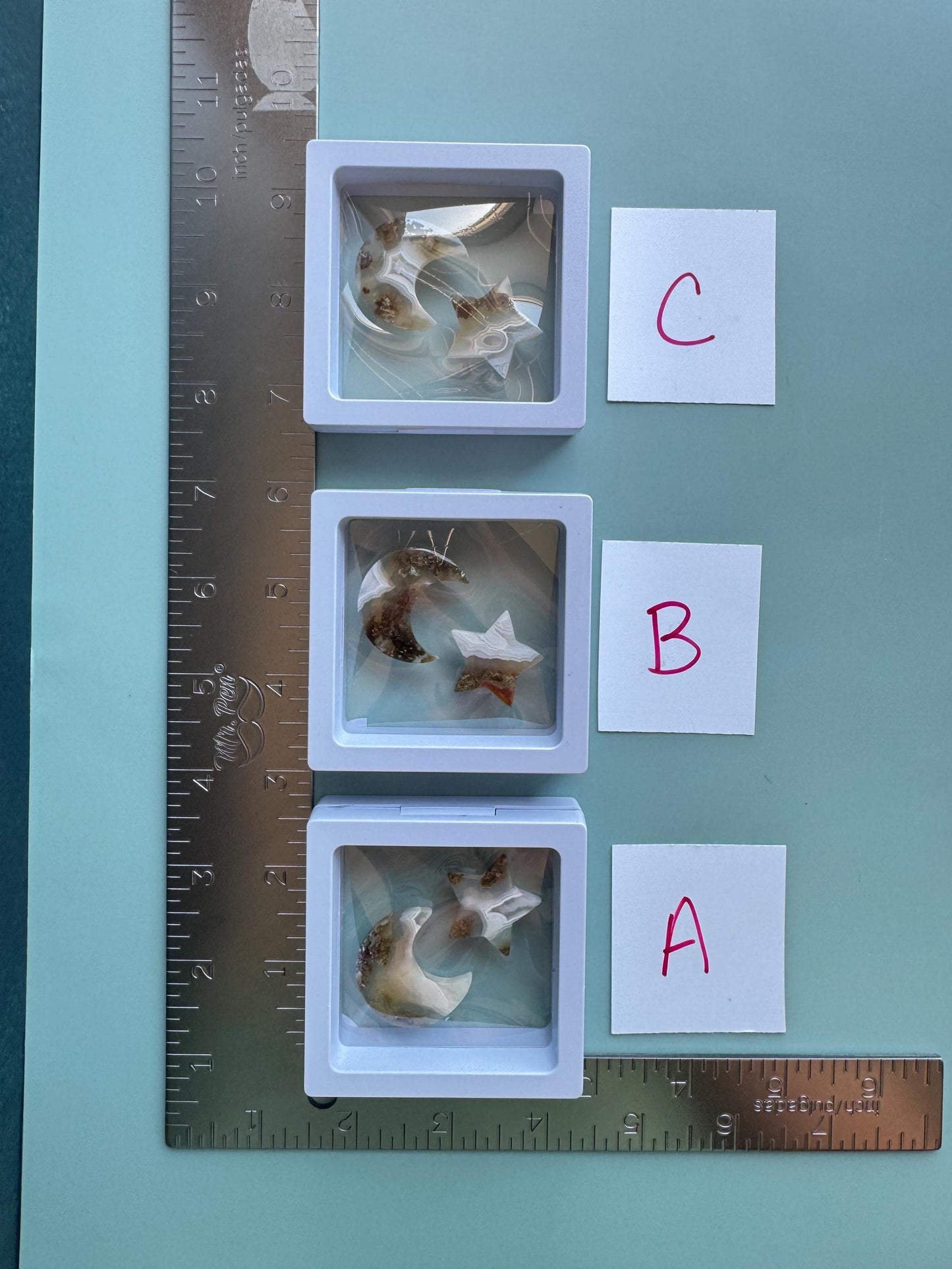 Scenic Moss Agate Cabochon Bundle (Star and Moon) - Material from Indonesia