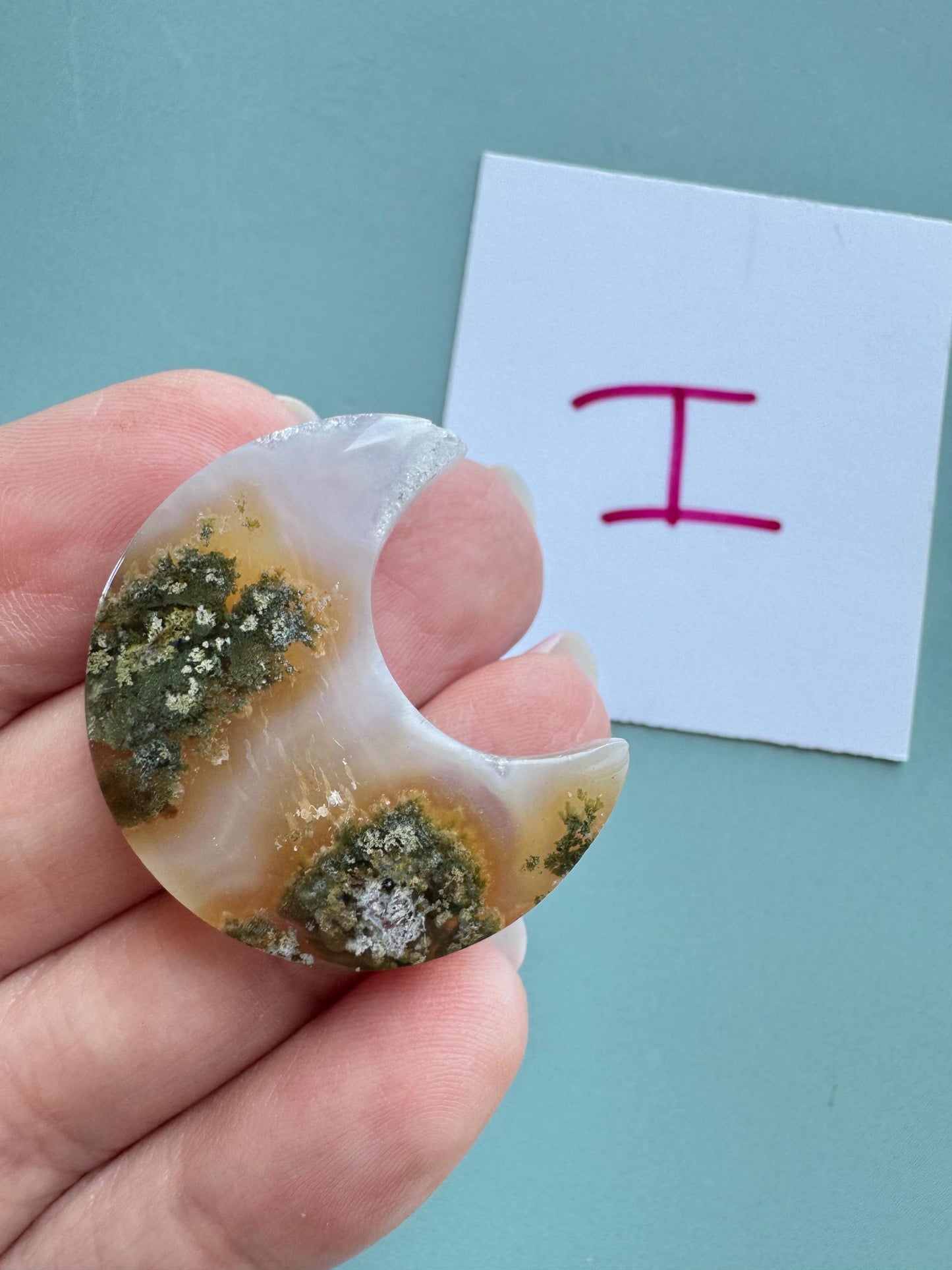 Scenic Moss Agate Moon Cabochons - YOU CHOOSE - Material from Indonesia