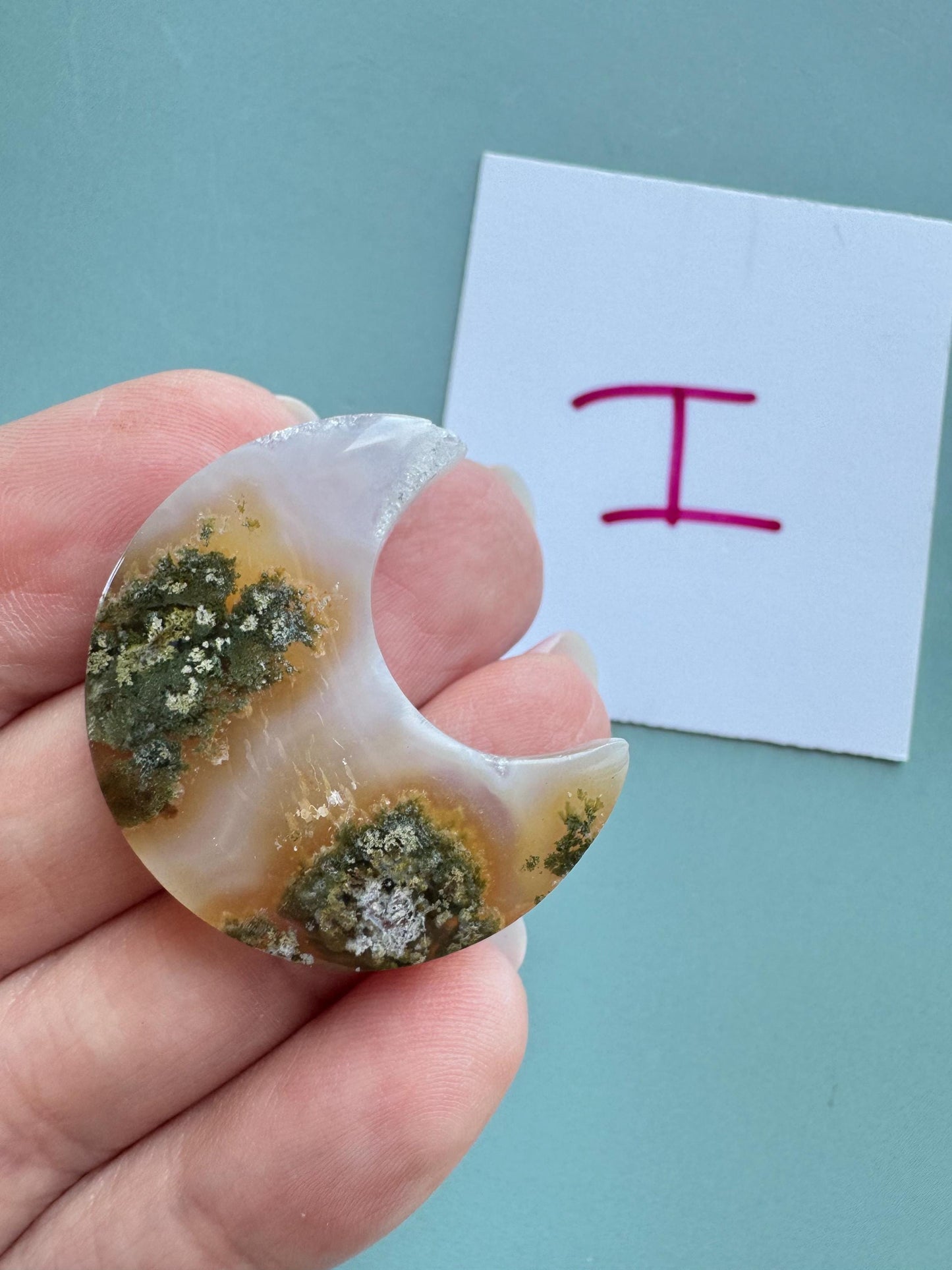 Scenic Moss Agate Moon Cabochons - YOU CHOOSE - Material from Indonesia - Set 2
