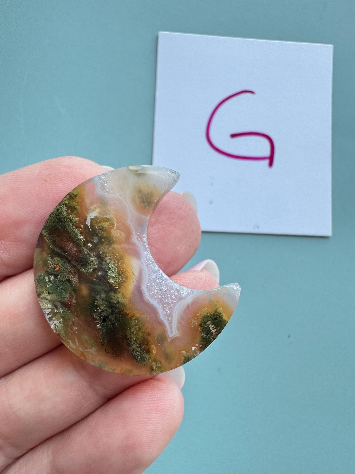 Scenic Moss Agate Moon Cabochons - YOU CHOOSE - Material from Indonesia