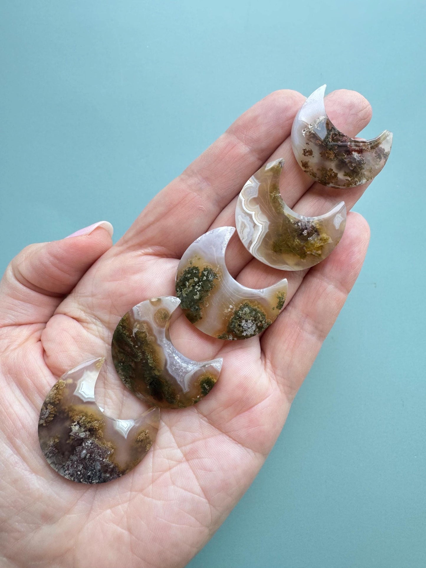 Scenic Moss Agate Moon Cabochons - YOU CHOOSE - Material from Indonesia