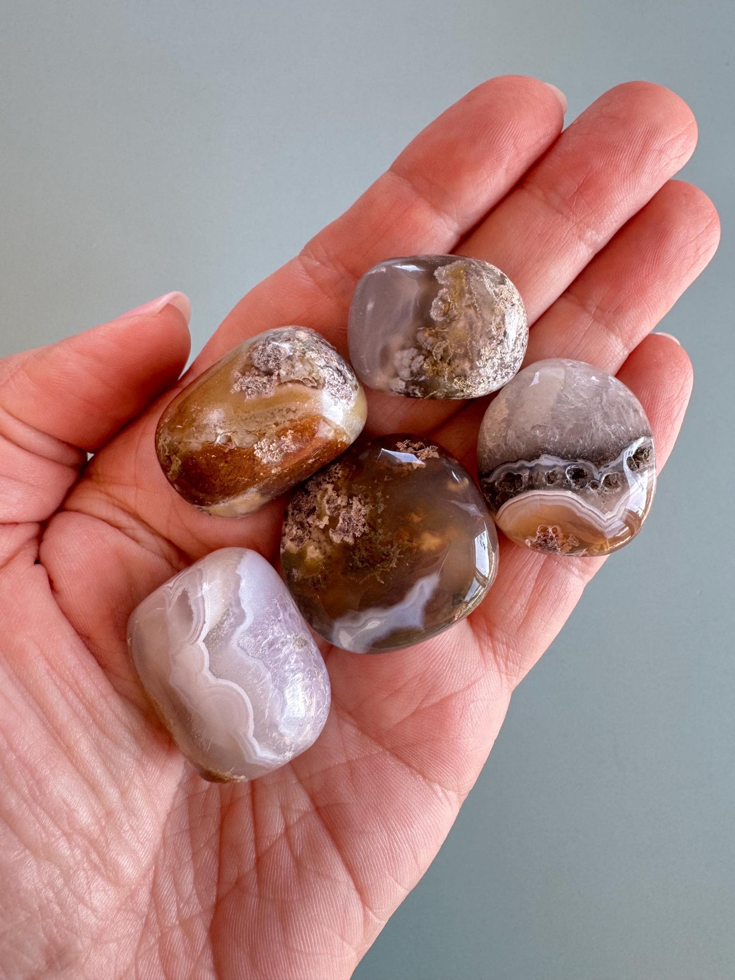 Scenic Moss Agate Tumbles Bundle - Material from Indonesia