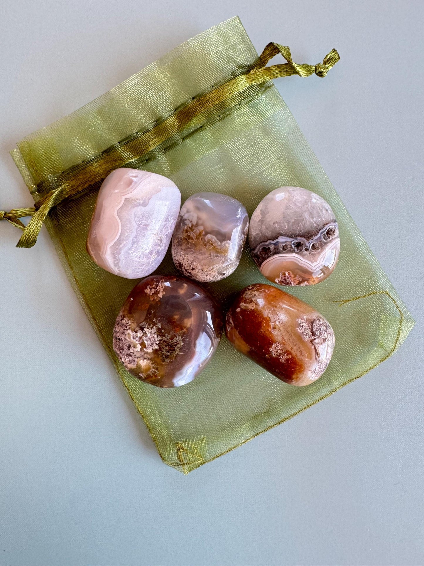 Scenic Moss Agate Tumbles Bundle - Material from Indonesia