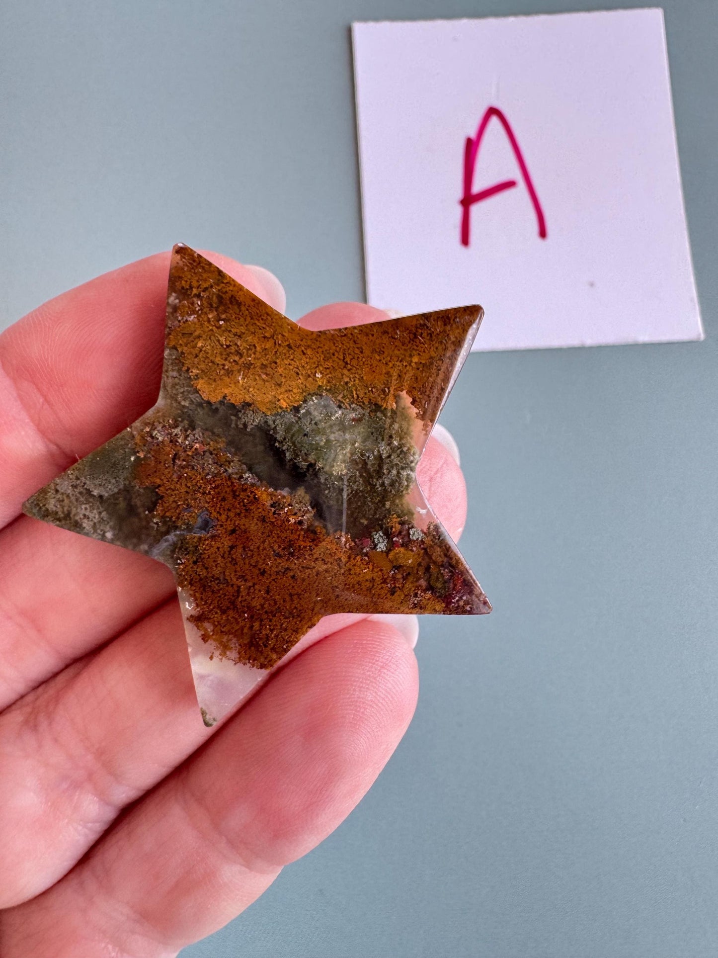 Scenic Moss Agate Star Cabochons - YOU CHOOSE - Material from Indonesia