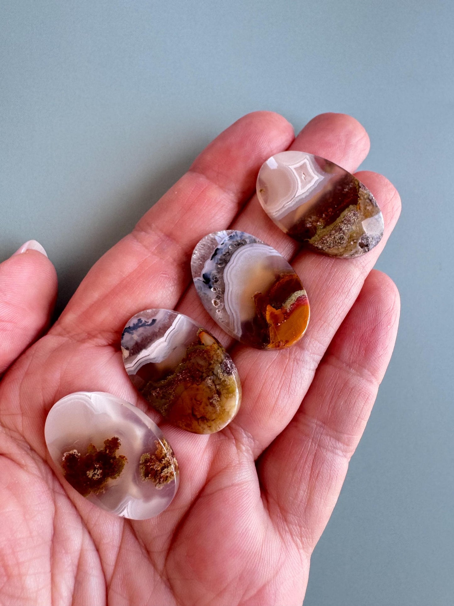 Scenic Moss Agate Oval Cabochons - YOU CHOOSE - Material from Indonesia
