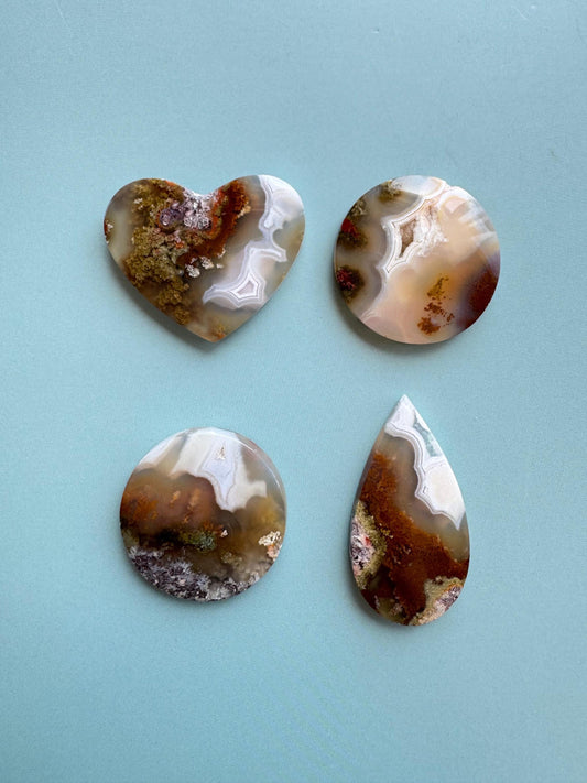 Scenic Moss Agate Cabochons (Various Shapes) - YOU CHOOSE - Material from Indonesia