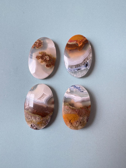 Scenic Moss Agate Oval Cabochons - YOU CHOOSE - Material from Indonesia