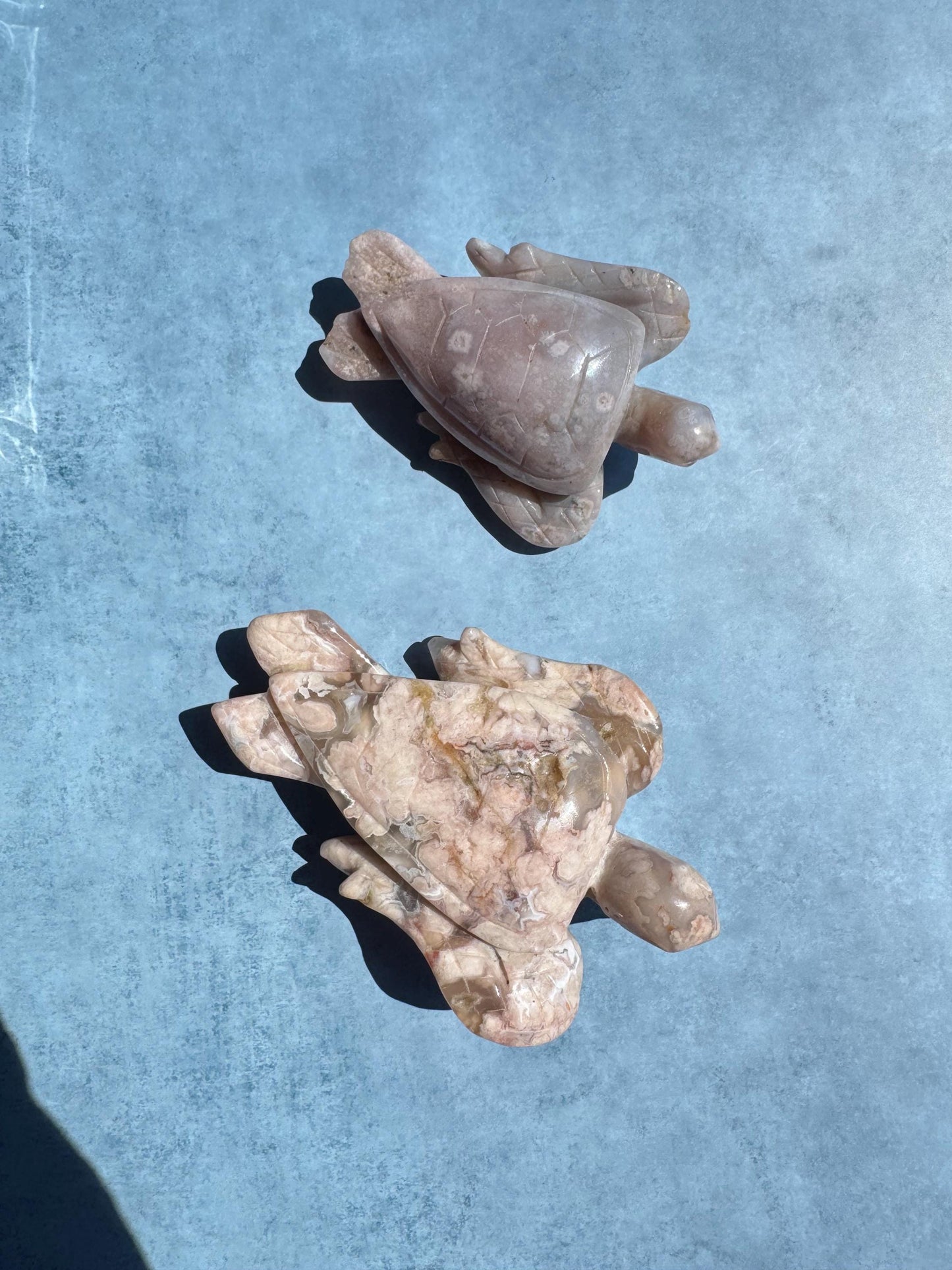 Flower Agate Sea Turtle Carvings - YOU CHOOSE