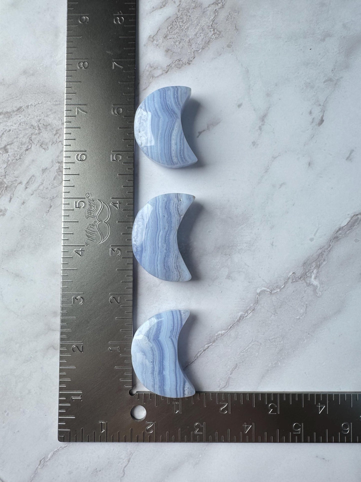 Blue Lace Agate Moon Carvings