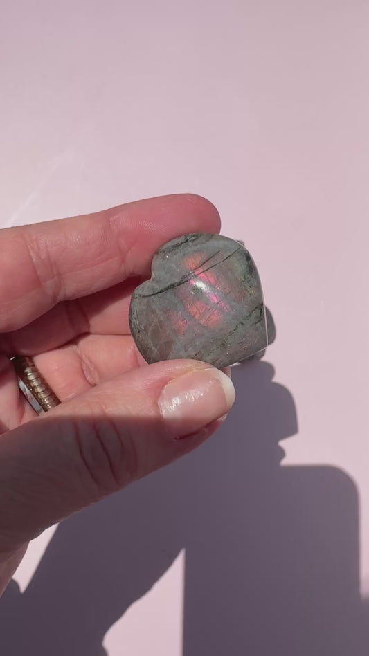 Labradorite Heart Carving - Intuitively Picked