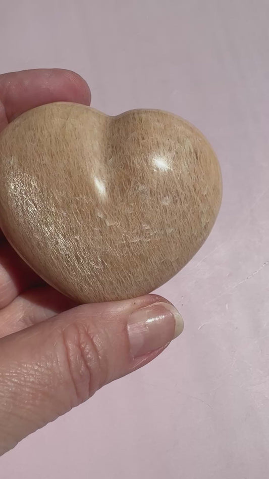 Peach Moonstone Heart Carving - Item R