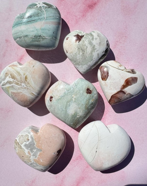 Unicorn Jasper Heart Carvings - from India - YOU CHOOSE