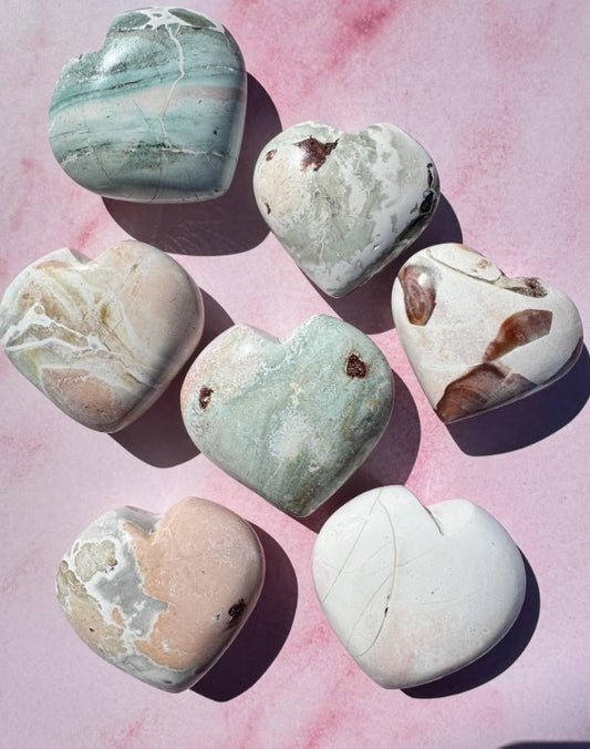 Unicorn Jasper Heart Carvings - from India - YOU CHOOSE - Set 2